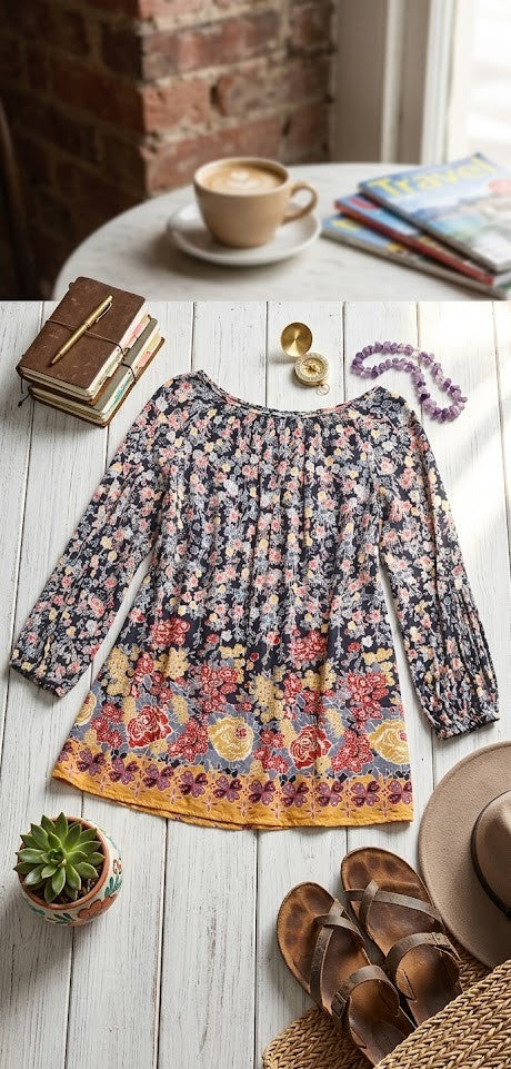 Woolworths Floral Boho Long-Sleeve Viscose Blouse - Size Large