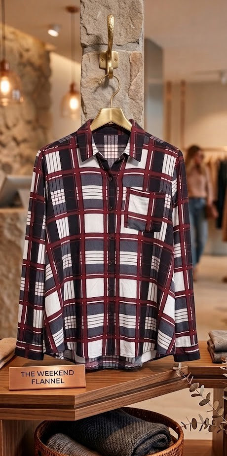 Donatella Classic Plaid Button-Down Blouse | Size 26