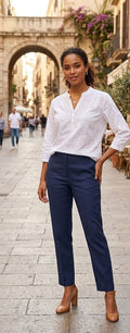 White Embroidered 3/4 Sleeve Blouse