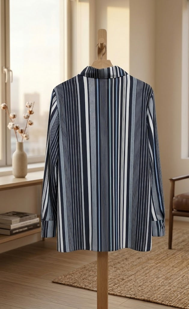 ML Classic Striped Long-Sleeve Blouse