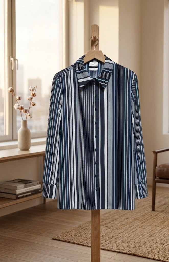 ML Classic Striped Long-Sleeve Blouse