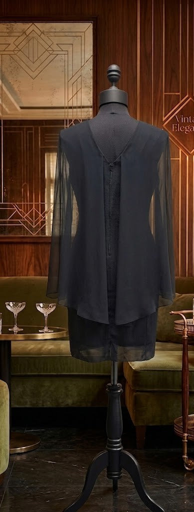 Elegant Vintage-Inspired Cocktail Dress with Cape Sleeves