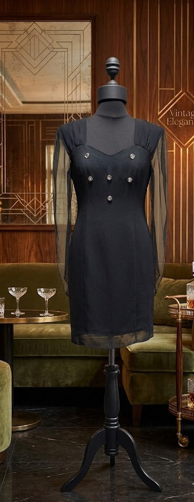 Elegant Vintage-Inspired Cocktail Dress with Cape Sleeves