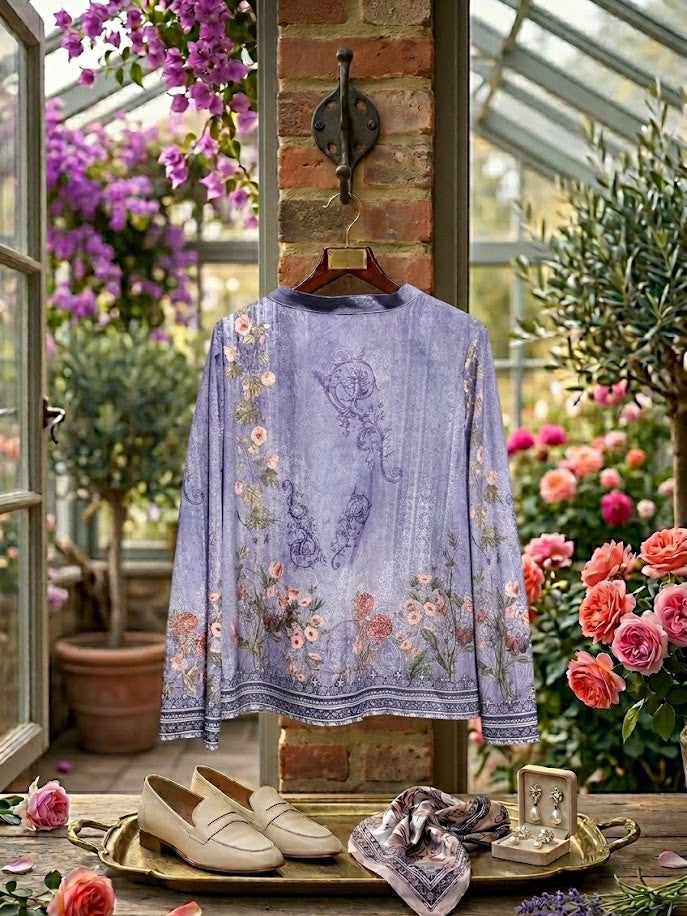 Floral Print Lightweight Button-Down Blouse