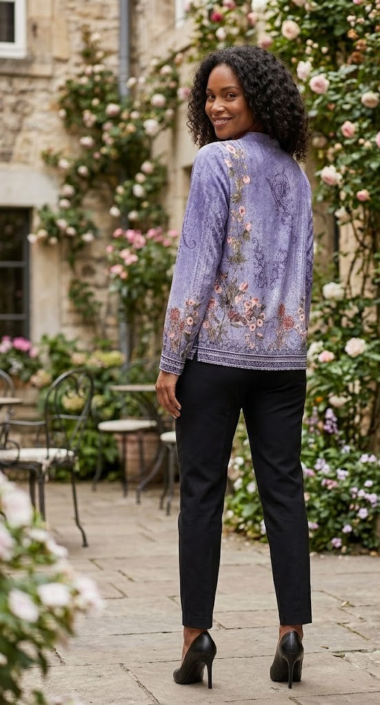 Floral Print Lightweight Button-Down Blouse