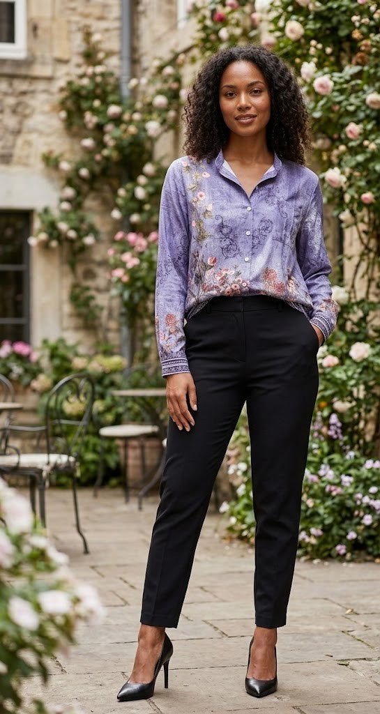 Floral Print Lightweight Button-Down Blouse