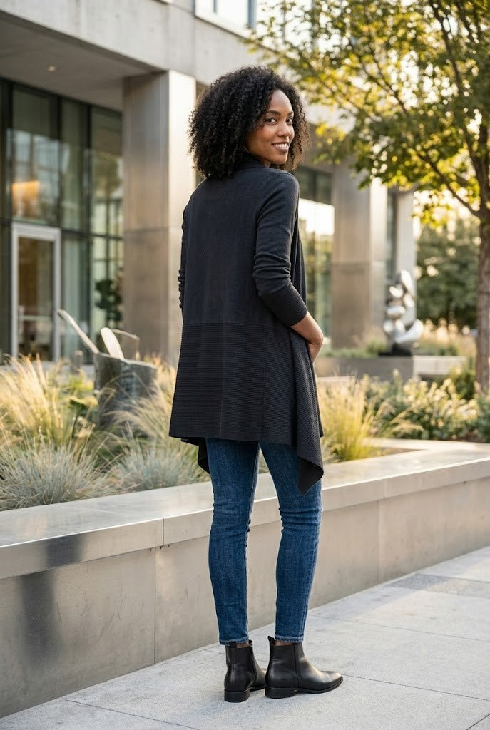 Zara Open-Front Ribbed Cardigan