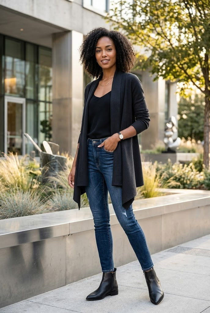 Zara Open-Front Ribbed Cardigan