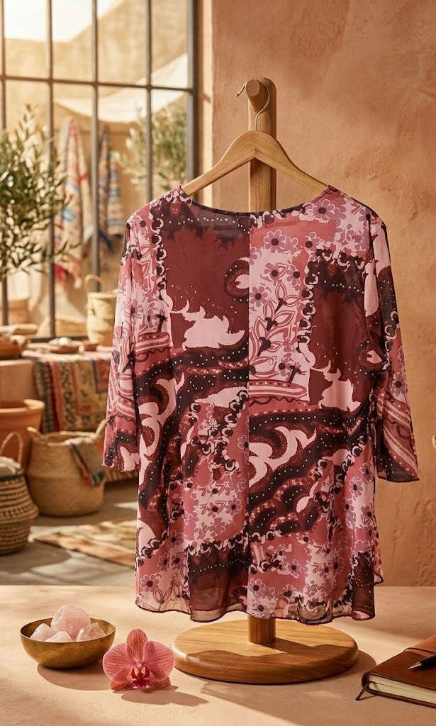 Elegant Paisley Print V-Neck Blouse