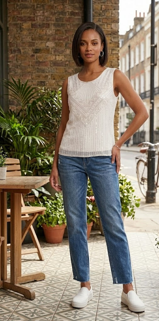 Elegant Embellished Sleeveless Blouse