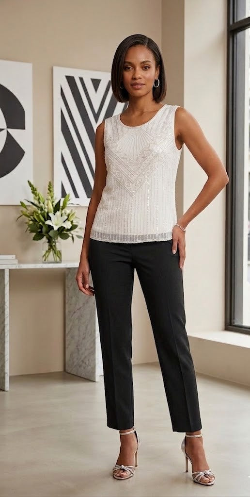 Elegant Embellished Sleeveless Blouse