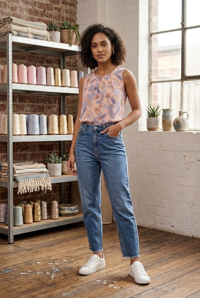 David Jones Floral Sleeveless Blouse