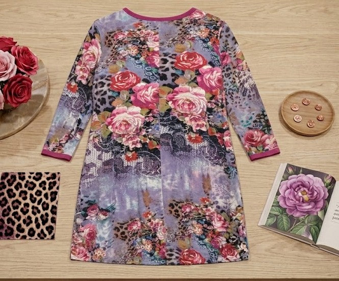 Romelisa Floral & Animal Print 3/4 Sleeve Top