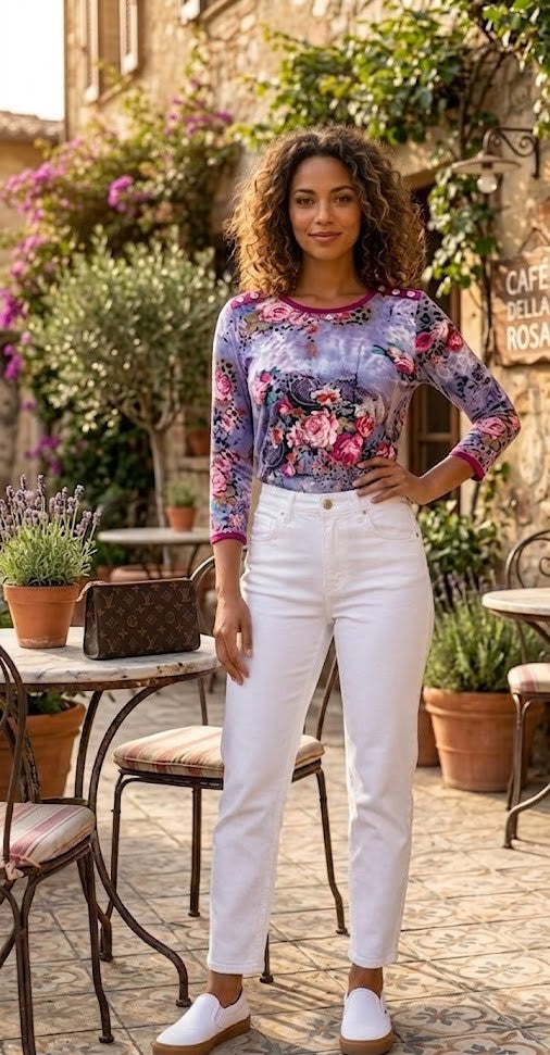 Romelisa Floral & Animal Print 3/4 Sleeve Top