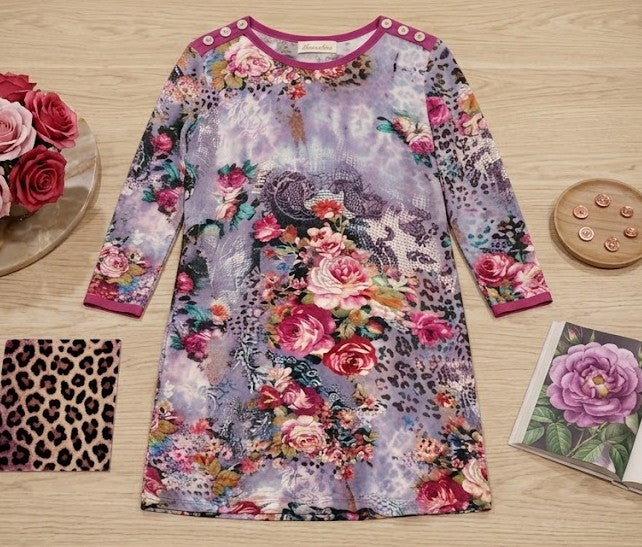 Romelisa Floral & Animal Print 3/4 Sleeve Top