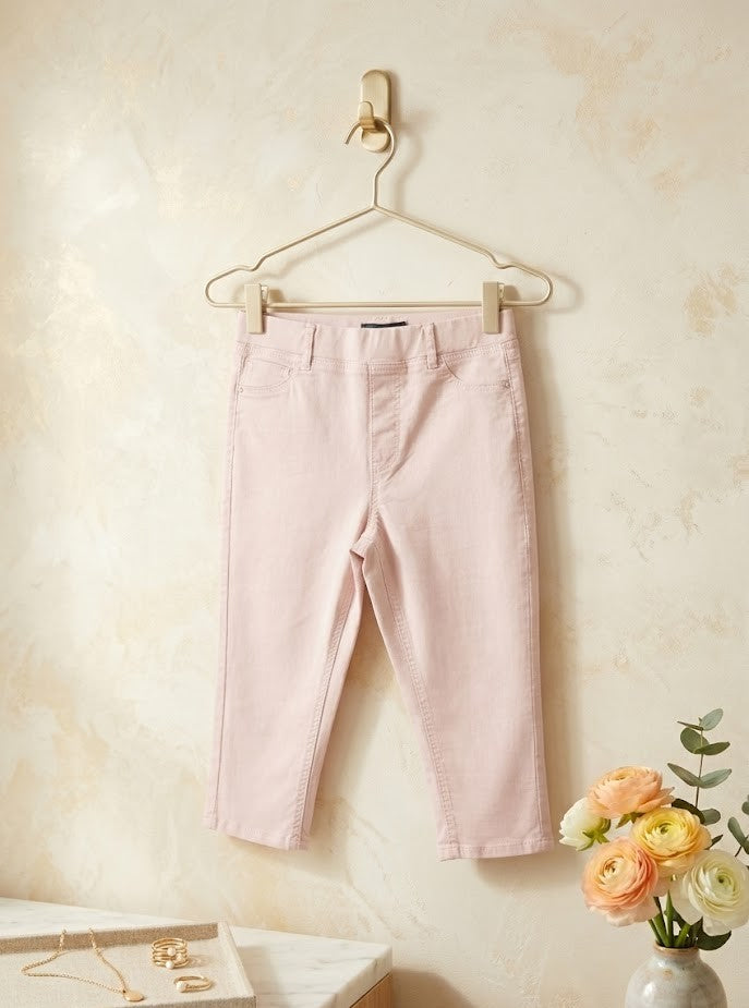 Classic Pastel Pink Stretch Denim Capris