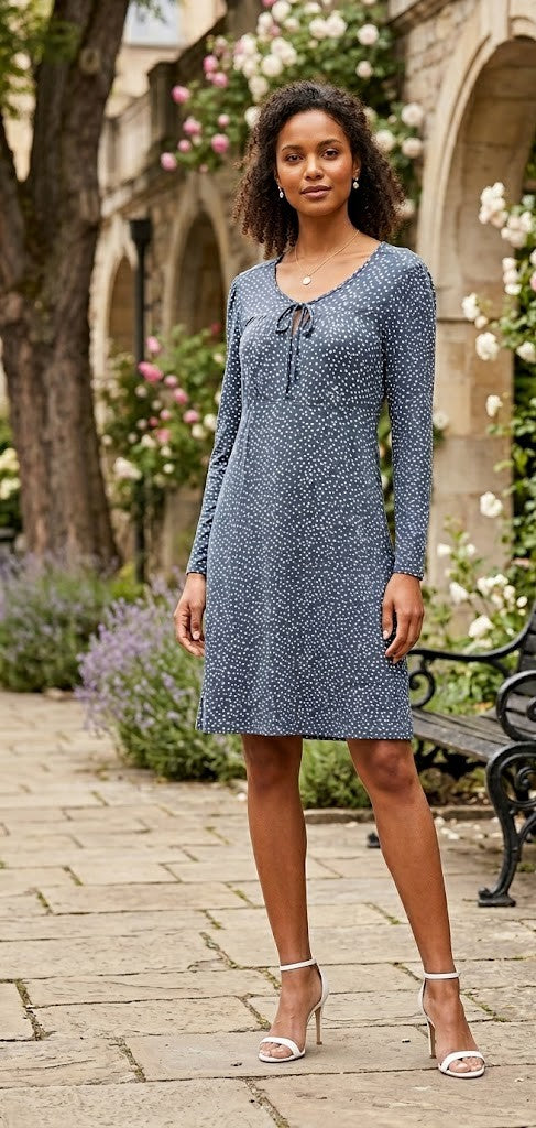 Chic Polka Dot Long-Sleeve Dress