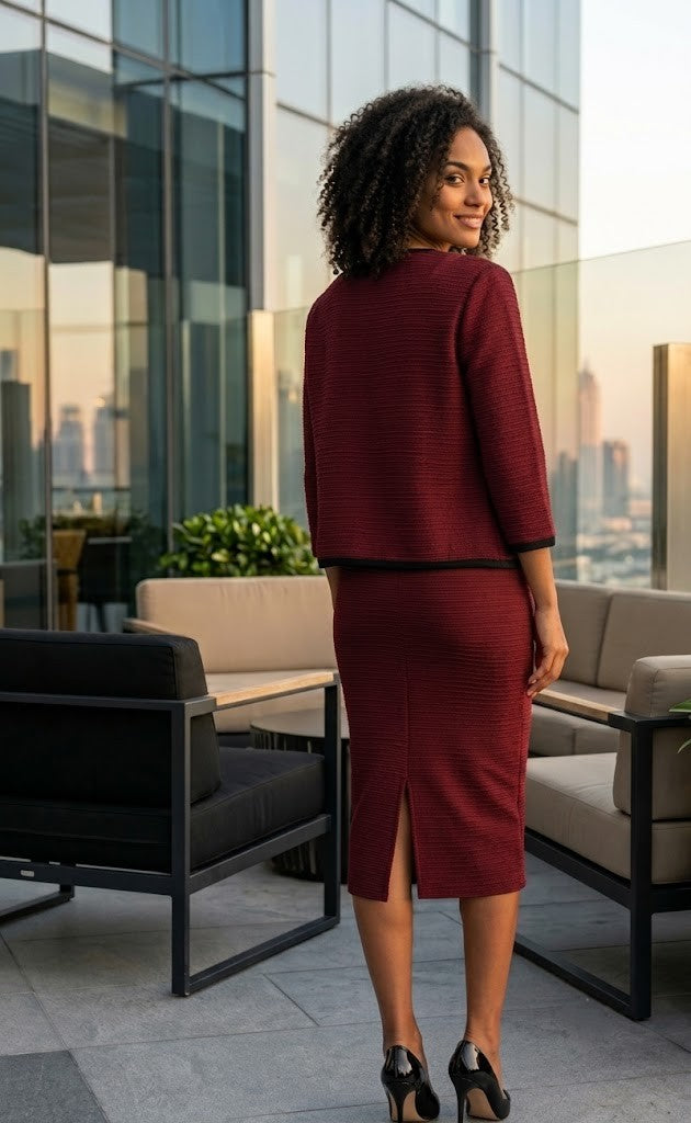 Sophisticated Maroon Tailored Set