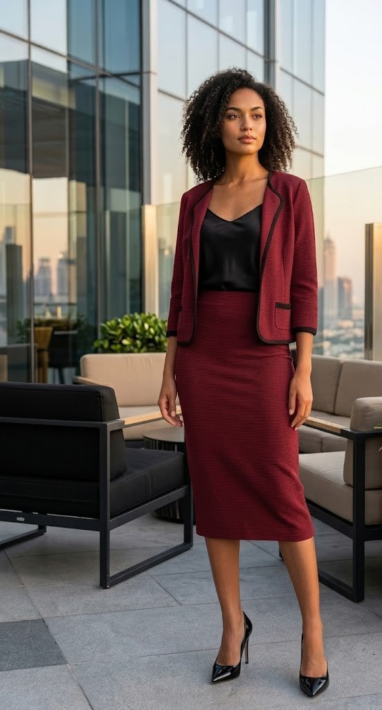 Sophisticated Maroon Tailored Set