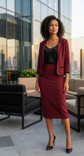 Sophisticated Maroon Tailored Set