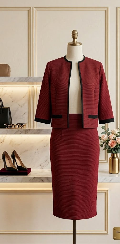 Sophisticated Maroon Tailored Set
