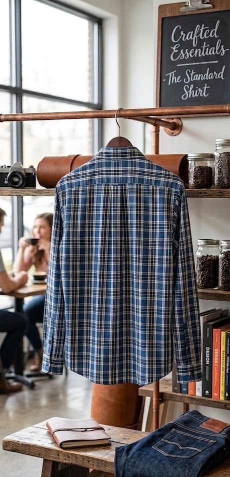 Legend Men’s Plaid Button-Down Shirt – 100% Cotton, Size Medium