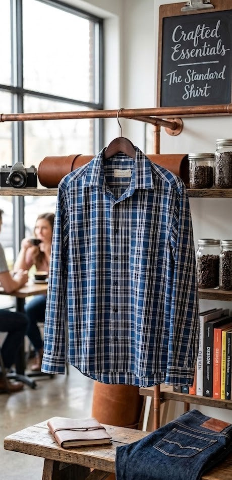 Legend Men’s Plaid Button-Down Shirt – 100% Cotton, Size Medium