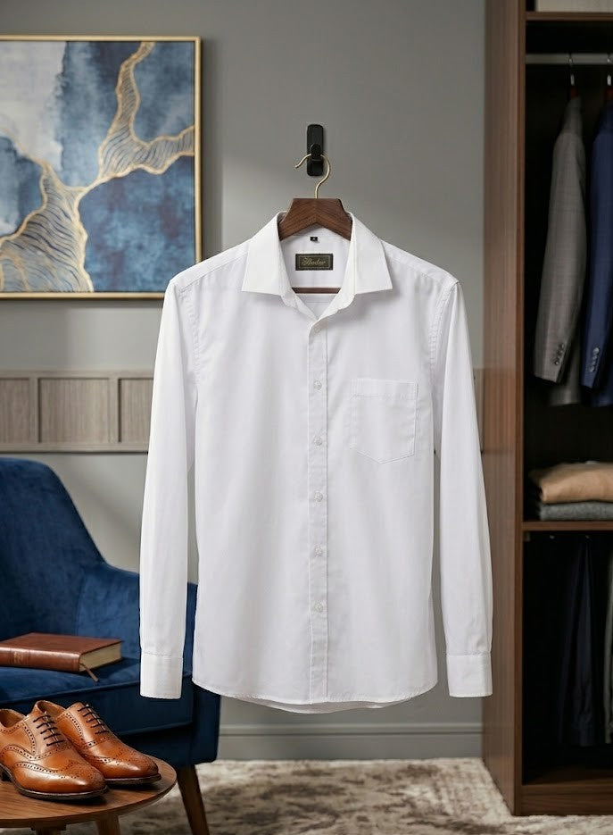 Premium Men’s Crisp White Button-Down Shirt