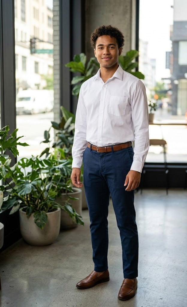 Premium Men’s Crisp White Button-Down Shirt