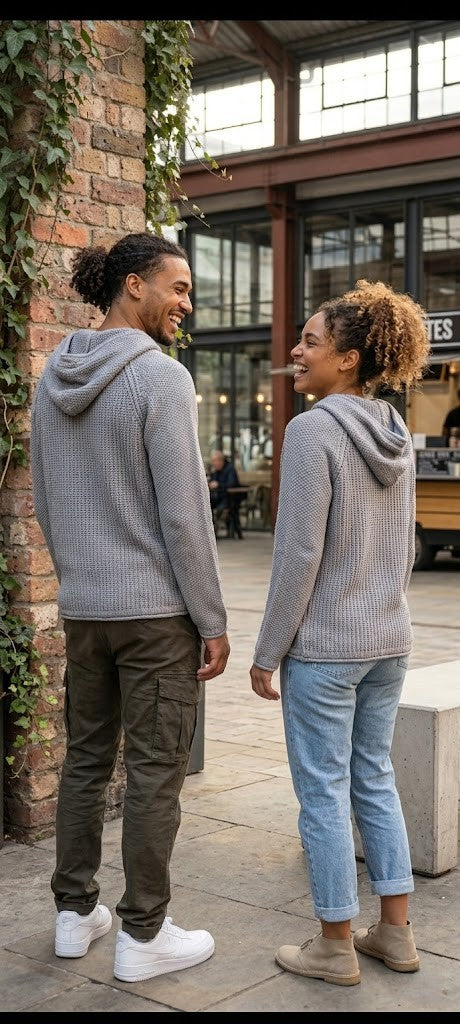 OBR Jeans Unisex Hooded Knit Top – Grey, Size Medium, Excellent Condition