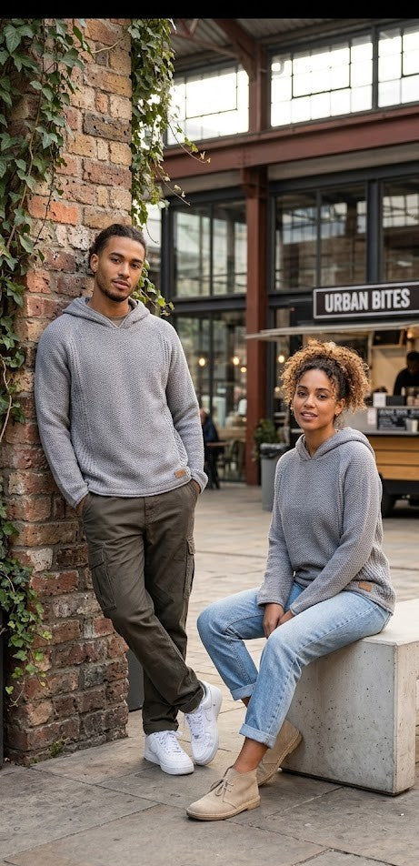 OBR Jeans Unisex Hooded Knit Top – Grey, Size Medium, Excellent Condition