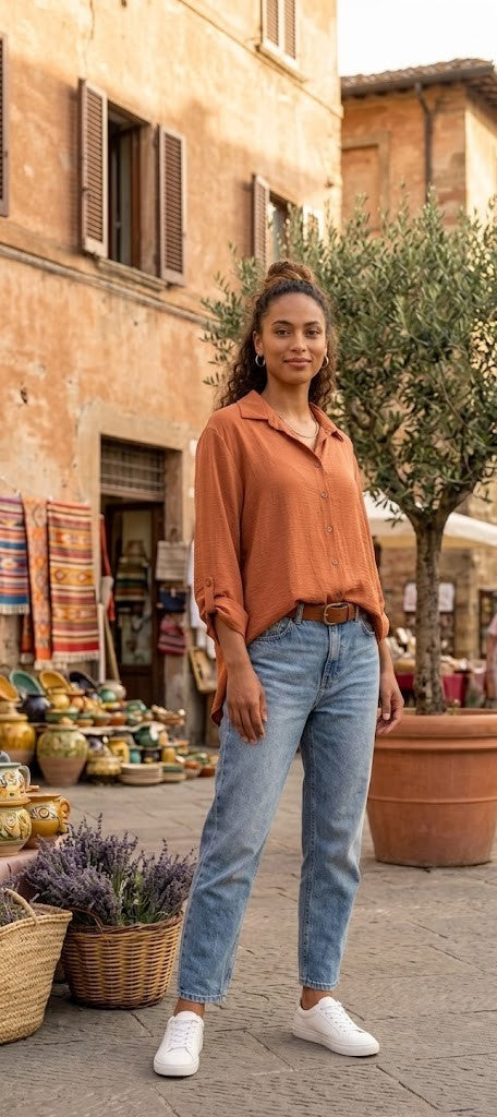 Kelso Women's Rust Button-Down Blouse