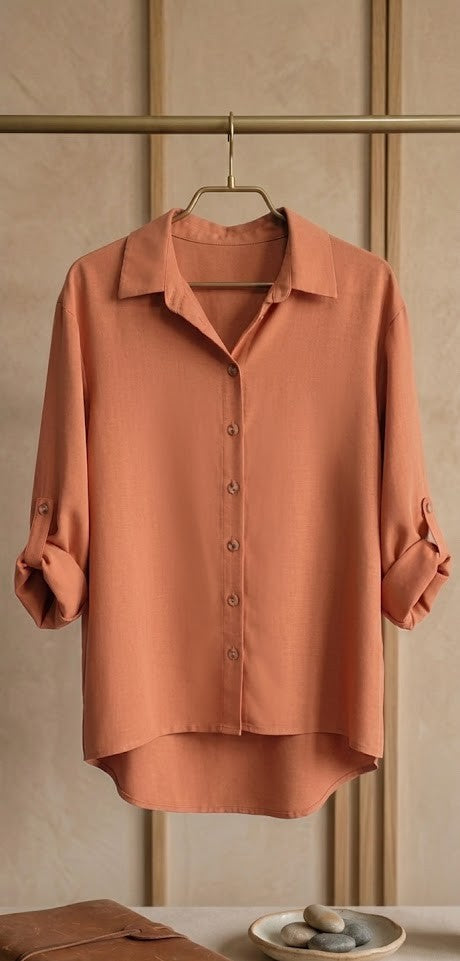 Kelso Women's Rust Button-Down Blouse