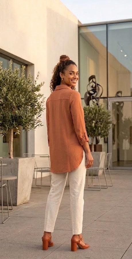 Kelso Women's Rust Button-Down Blouse