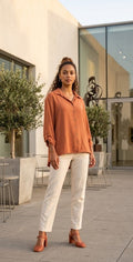 Kelso Women's Rust Button-Down Blouse