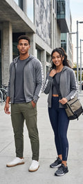 Under Armour Women's Ribbed-Panel Zip-Up Hoodie | Grey & White | Size Medium