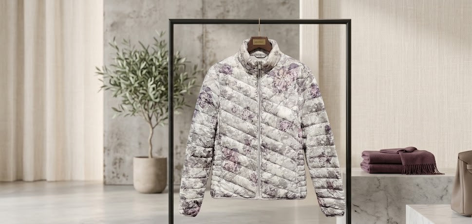 K-Way Quilted Floral Print Puffer Jacket