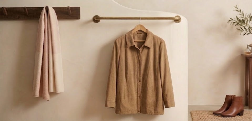 Tan Faux Suede Button-Down Jacket