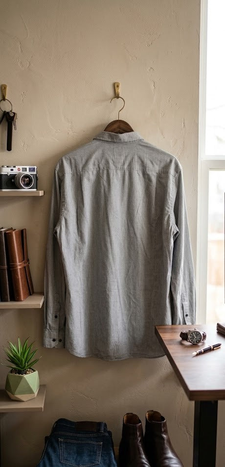 Woolworths Slim Fit Long-Sleeve Shirt – Grey – Size 18/46