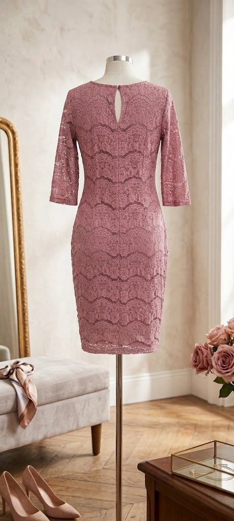 Elegant Mauve Lace Detail Bodycon Dress – Size 12