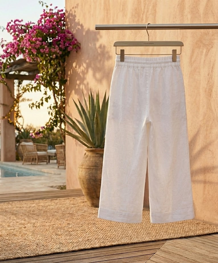 Milady's  White Cotton Capri Pants