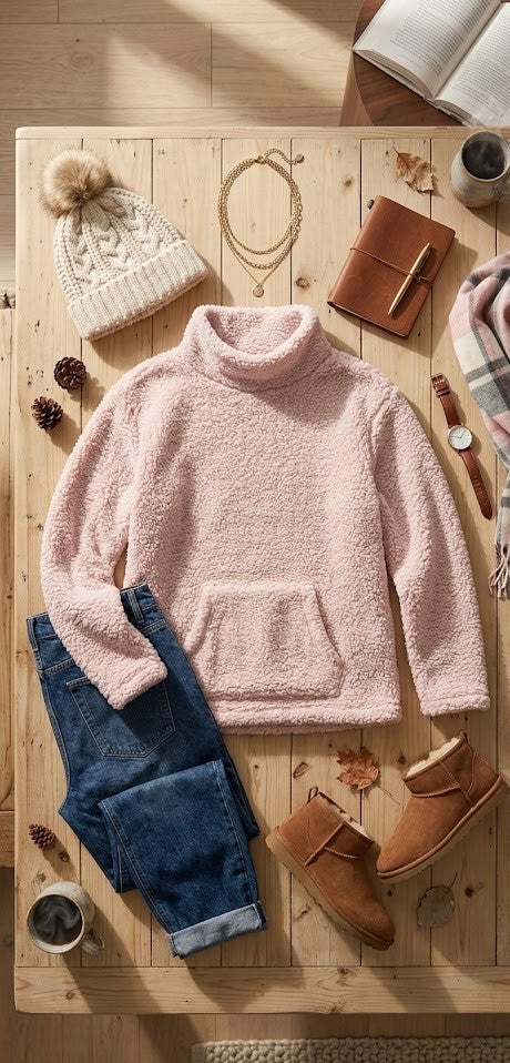Be Fabulous Cozy Sherpa Pullover – Ladies Size XXL – Soft Plush Winter Top