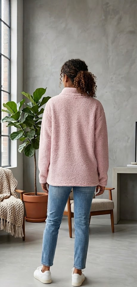 Be Fabulous Cozy Sherpa Pullover – Ladies Size XXL – Soft Plush Winter Top