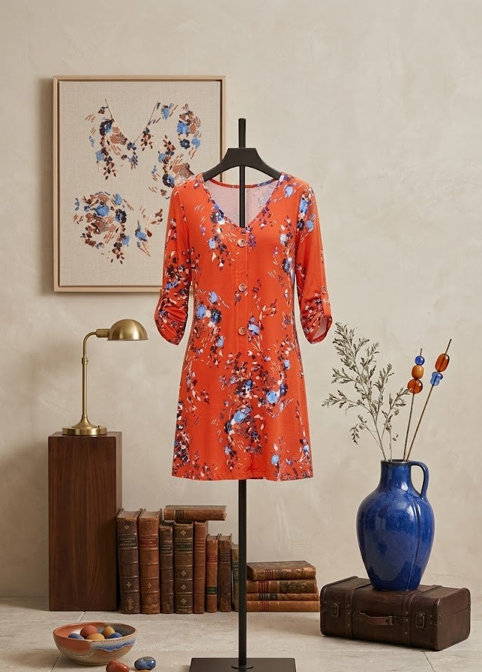 Floral Print V-Neck Dress