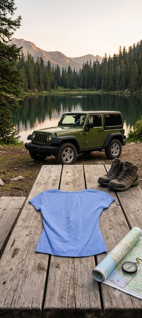 Custom "Jeep: Go Without Limits" V-Neck Tee – Favourite by B.U.M Collection (Size S)
