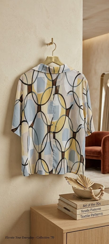 Penny C Vintage-Style Geometric Print Blouse - Size 20 (Good Condition)