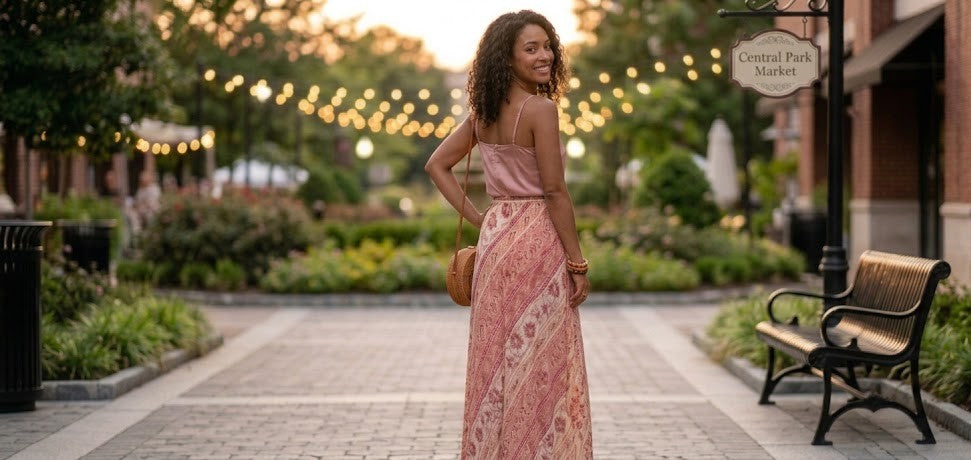 Vintage-Inspired Floral Paisley Maxi Skirt - Pink & Cream - Size 42