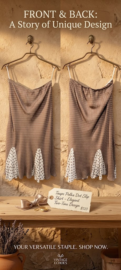 Contempo Taupe Polka Dot Slip Skirt - Size 14 | Excellent Condition