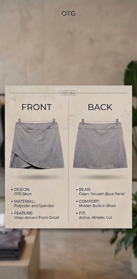 OTG Women's Active Athletic Skort - Grey