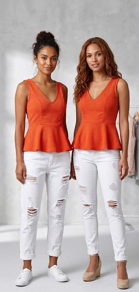 Women's Textured Bow-Back Peplum Blouse